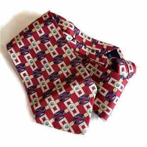 Burberry Red and Blue Geometric Tie